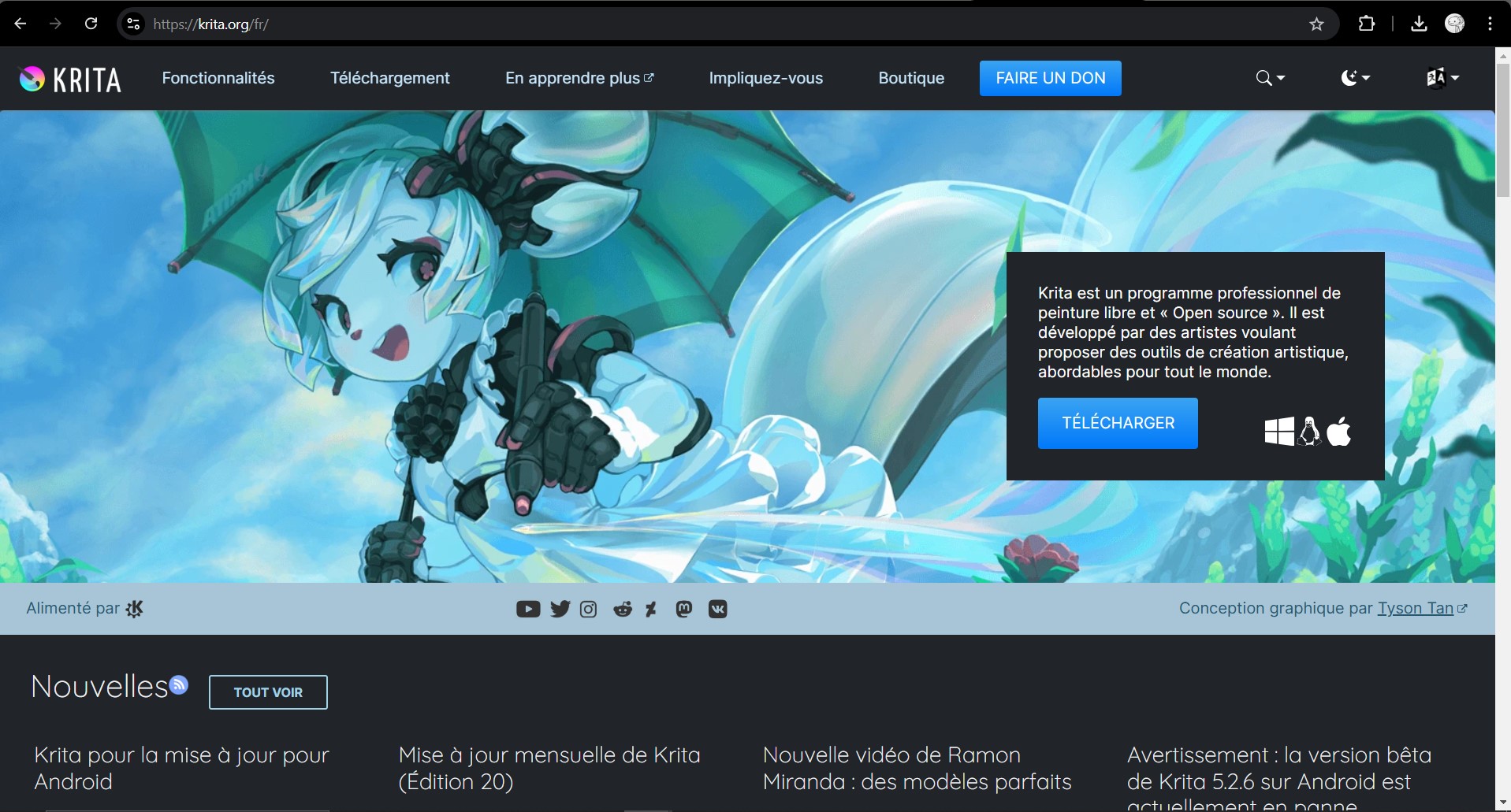 capture du site krita